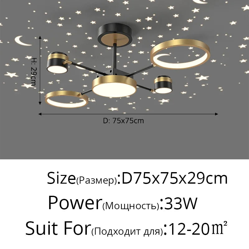 Afralia™ Starry Sky LED Chandelier: Modern Interior Lighting Fixture for Living Room, Bedroom Decor