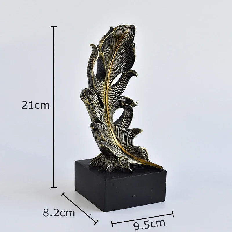 Afralia™ Phoenix Feather Resin Sculpture Desk Ornament for Aesthetic Room Decor