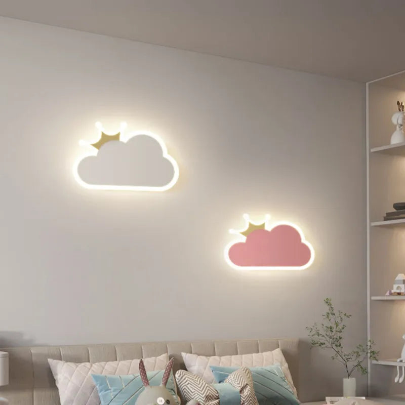 Afralia™ Kids Cloud Crown Wall Lamp - Nordic Style Bedroom Bedside Light