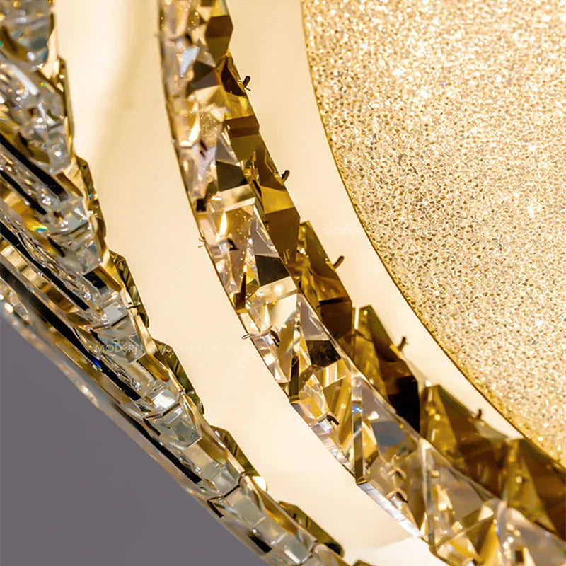 Afralia™ Gold Crystal Ceiling Light: Nordic Modern Round Lighting Fixture for Bedroom and Restaurant