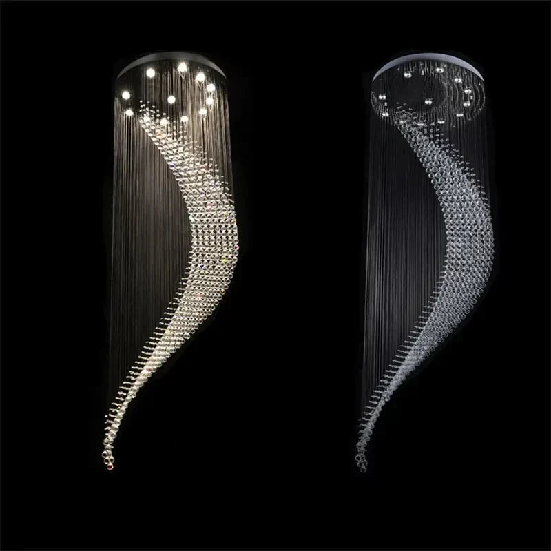 Afralia™ Crystal Ball Spiral Chandelier: Luxury LED Hanging Light Fixture