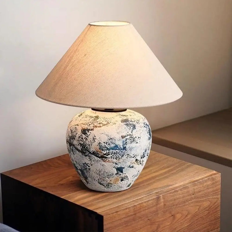 Afralia™ Wabi-sabi Ceramic Table Lamp Japanese-style Decoration Bedroom Living Room