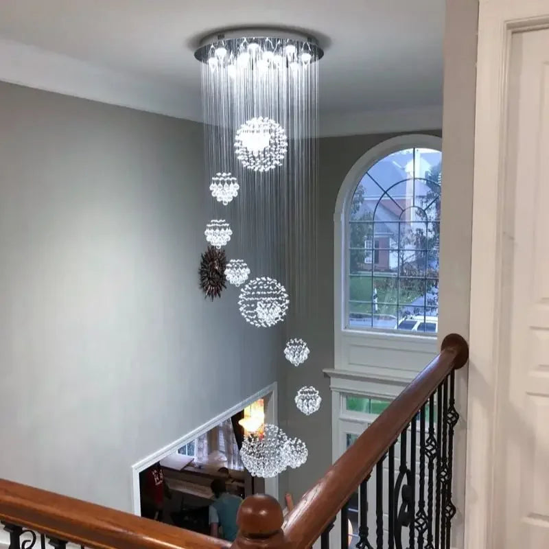 Afralia™ Modern Crystal Ball LED Ceiling Chandelier Pendant Lights Luxury Hanging Lamp
