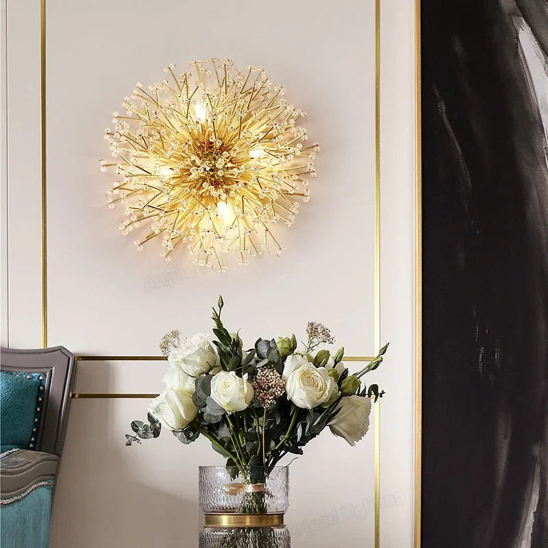 Afralia™ Nordic Crystal LED Wall Light: Modern Gold Living Room Decor & Bedroom Bedside Lamp