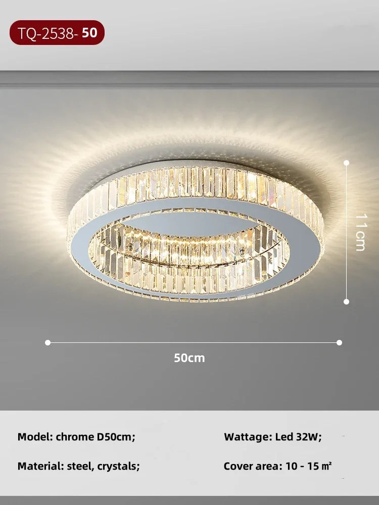 Afralia™ Modern K9 Crystals Dimmable LED Ceiling Light - Art Decor Luminarias