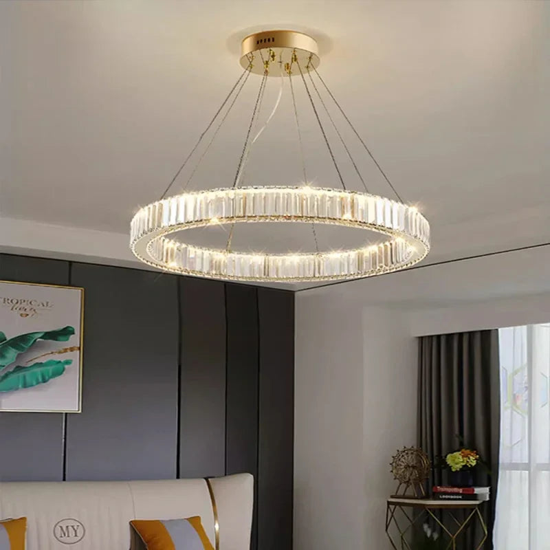 Afralia™ Modern Luxury Crystal LED Ceiling Chandelier for Living Room.