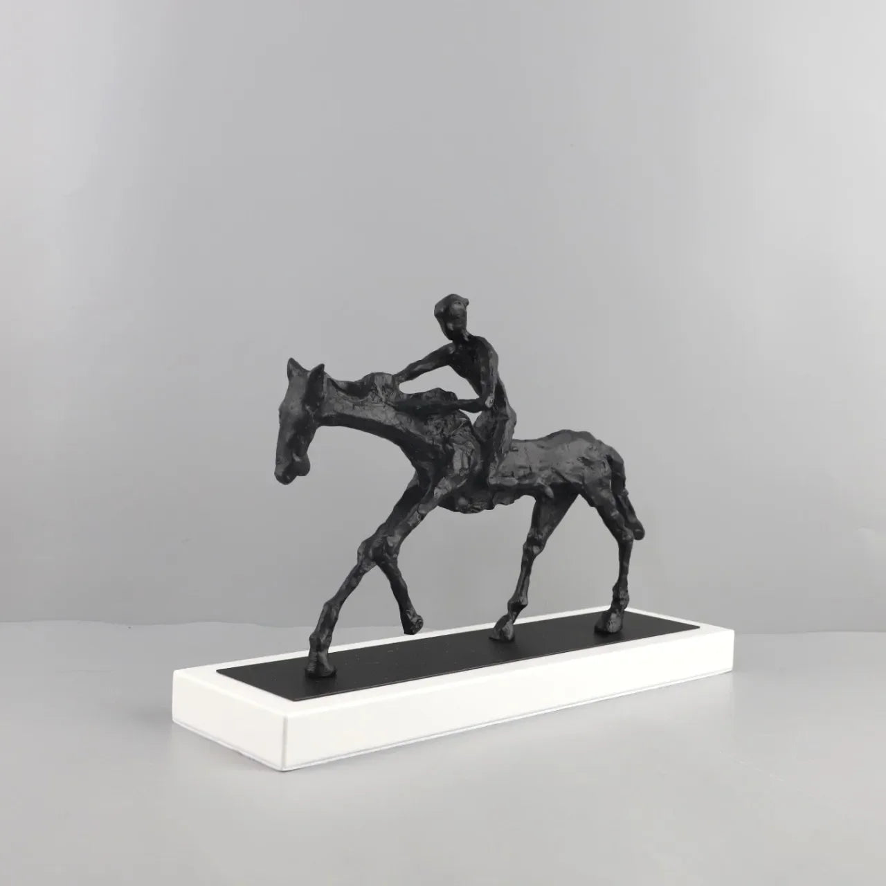 Afralia™ Metal Horseman Abstract Figure Sculpture Home Decor Figurine Statuette