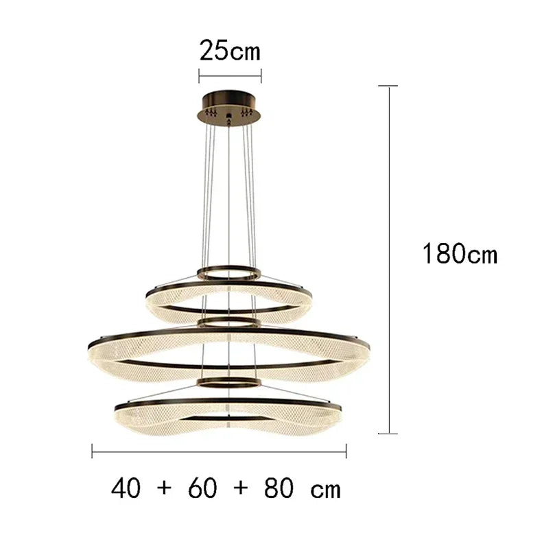 Afralia™ Modern LED Ring Stairs Pendant Chandeliers for Living & Dining Room Lighting