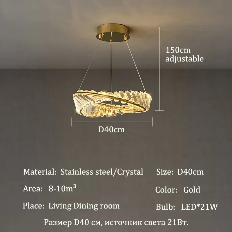 Afralia™ Crystal Pendant Lights: Modern Luxury LED Chandelier for Home Dining Room Decor