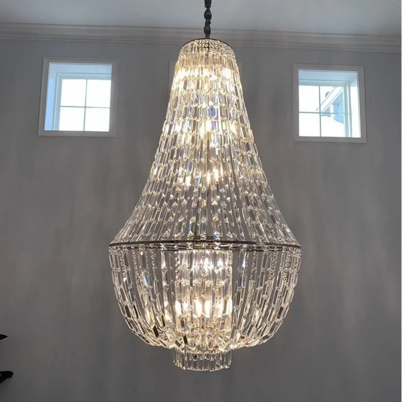 Afralia™ Modern Loft Duplex Villa Living Room Crystal Chandelier Staircase Chandelier Lamps