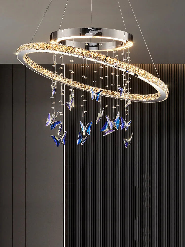 Afralia™ Butterfly Crystal Pendant Chandelier: Modern Luxury for Living, Dining, Bedroom, and Bar