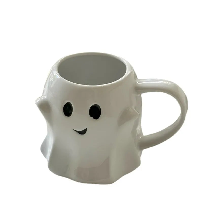 Afralia™ Cute Ghost Ceramic Mug Set for Coffee, Tea, and Milk