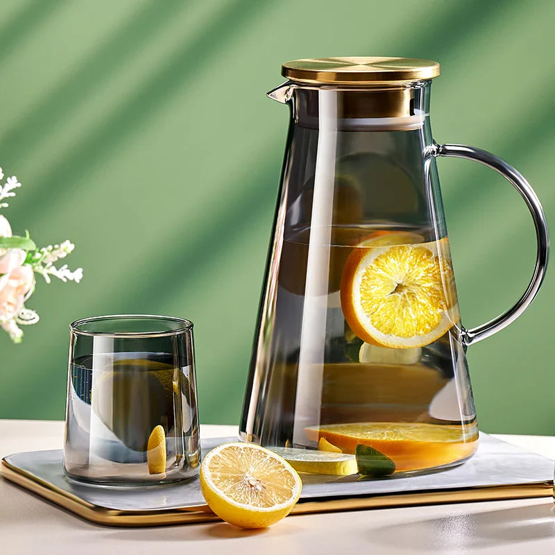 Afralia™ Glass Tea Jug & Water Kettle Set - Heat Resistant Teaware Tray & Accessories