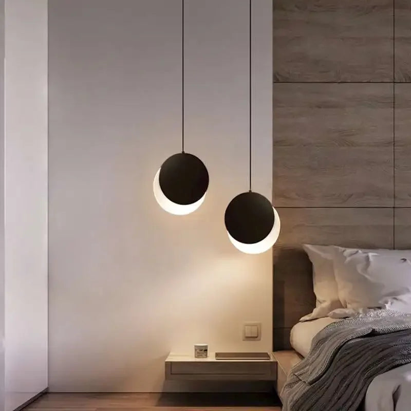 Afralia™ Modern LED Moon Pendant Light for Home, Restaurant, and Bar