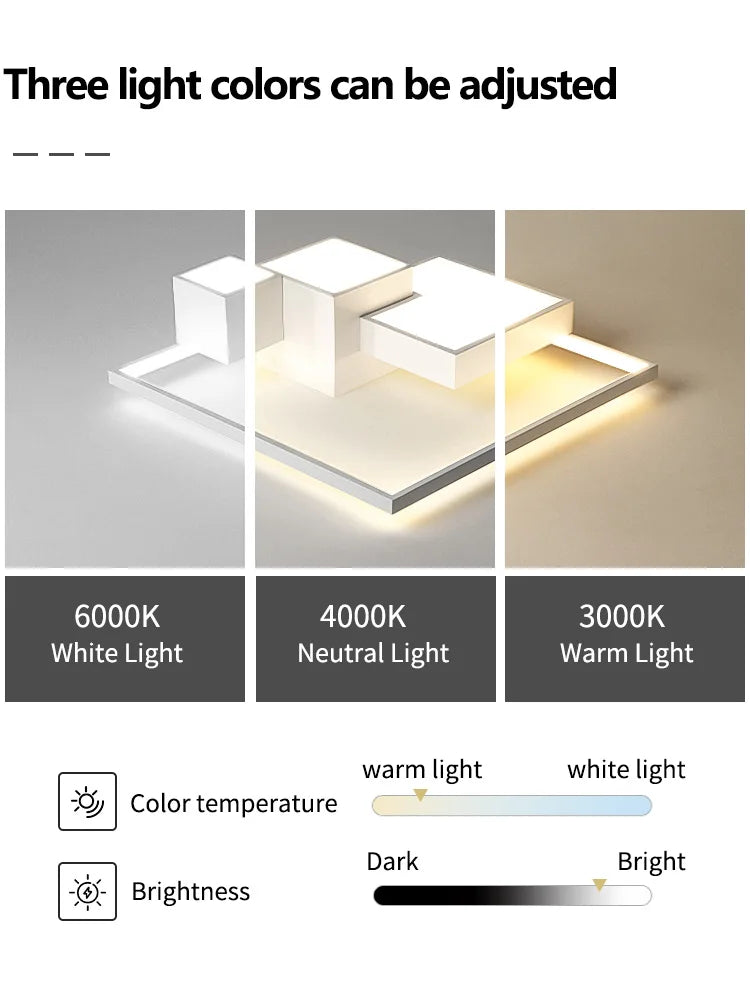 Afralia™ Nordic Square Ceiling Lamp Modern Minimalist Bedroom Lighting