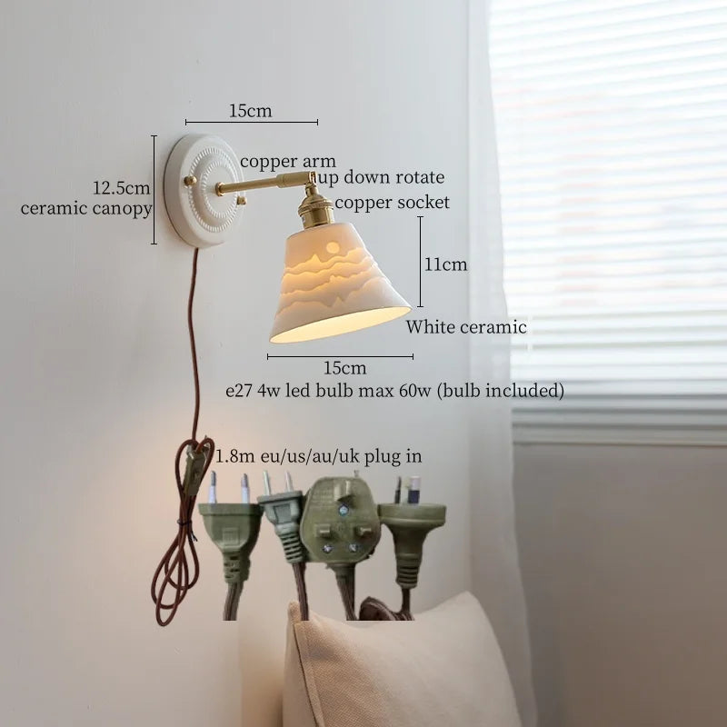 Afralia™ Ceramic LED Wall Lamp Bedroom Kitchen Bathroom Mirror Bedside Stair Light