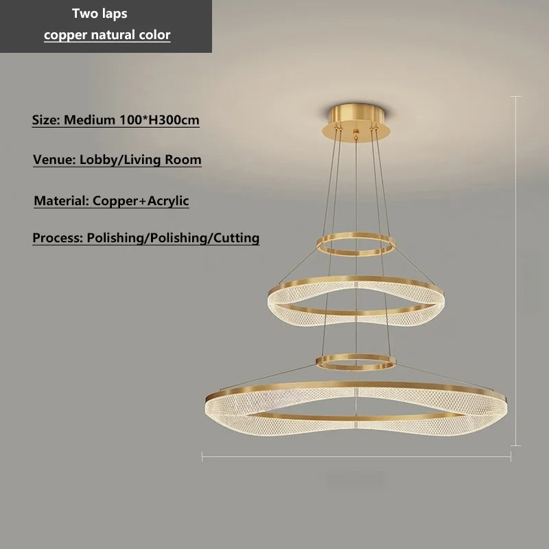 Afralia™ Acrylic Living Room Chandelier Pendant Lamp Fixture LED Lighting