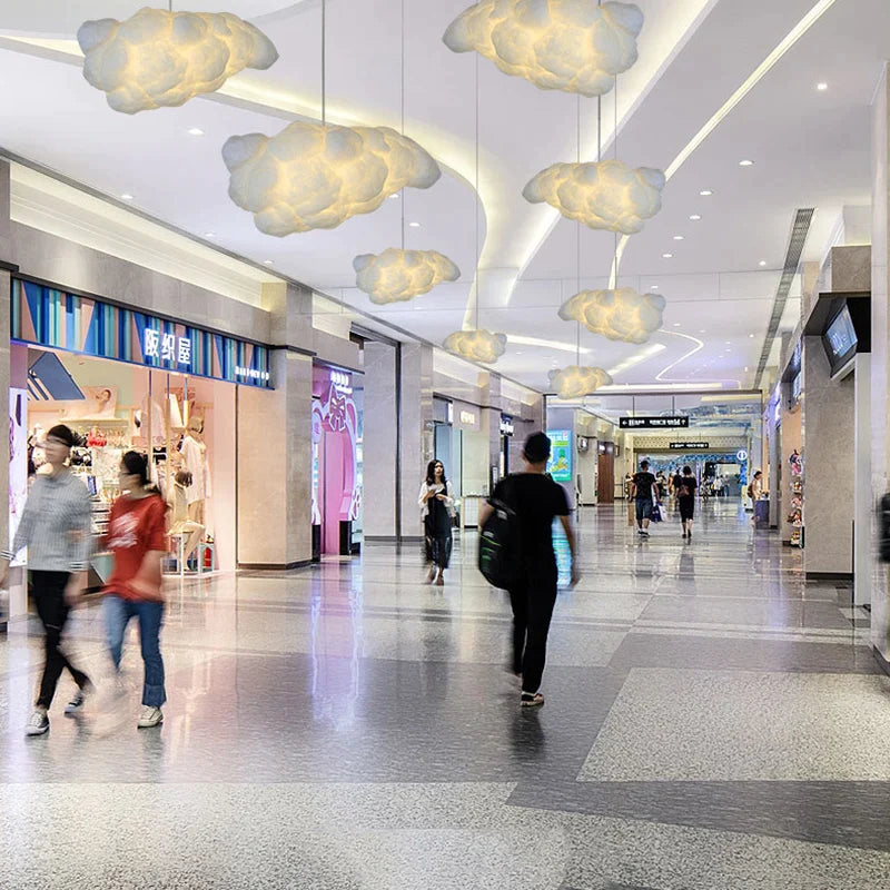 Afralia™ Cloud Pendant Lamp: Creative White Cotton LED Hanging Light for Kids and Coffee Room