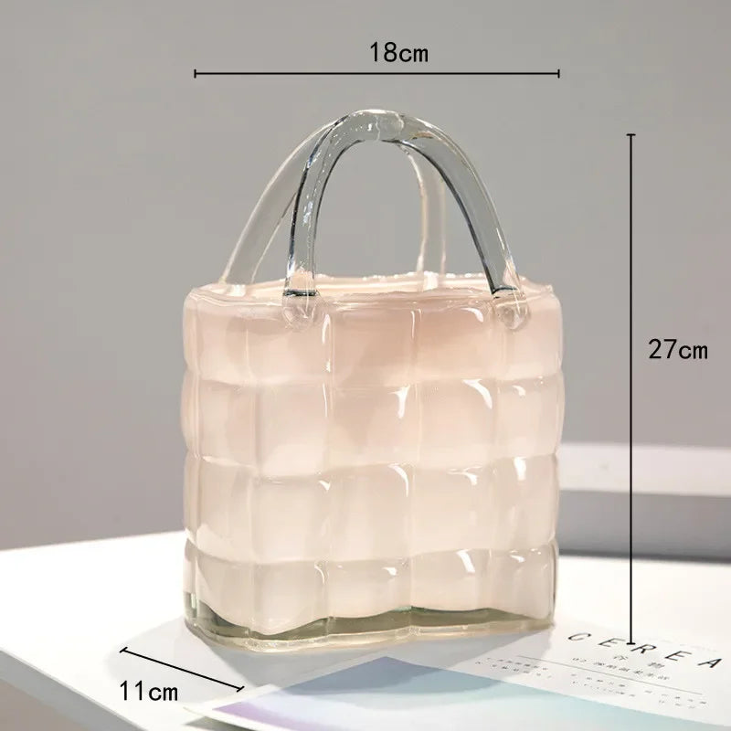 Afralia™ Handbag Shape Glass Vase for Home Decor and Hydroponics