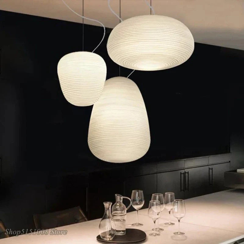 Afralia™ Glass Whorl Pendant Lights for Kitchen and Living Room Decor