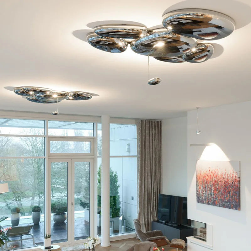 Afralia™ Modern Chrome LED Ceiling Lamp for Living Room Bedroom & Restaurant