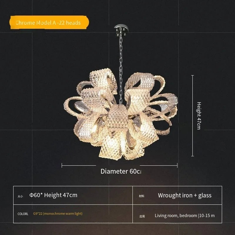 Afralia™ Luxury Villa Crystal Glass Chandelier - Designer French Art Light for Living Room