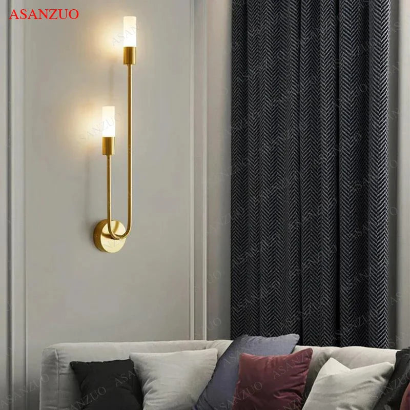 Afralia™ LED Gold Candlestick Wall Light for Indoor Decor and Ambiance