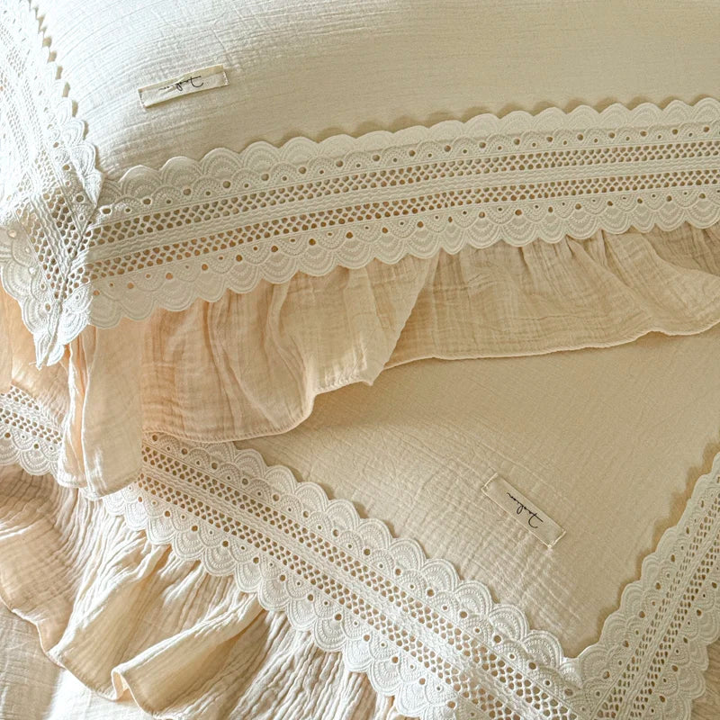 Afralia™ French Ruffles Cotton Bedding Set - Double Layer Crepe Comfort Collection