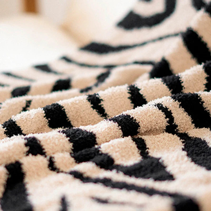 Afralia™ Zebra Stripes Warm Sofa Blanket Autumn Winter Comfort Shawl Bed Tail Blanket