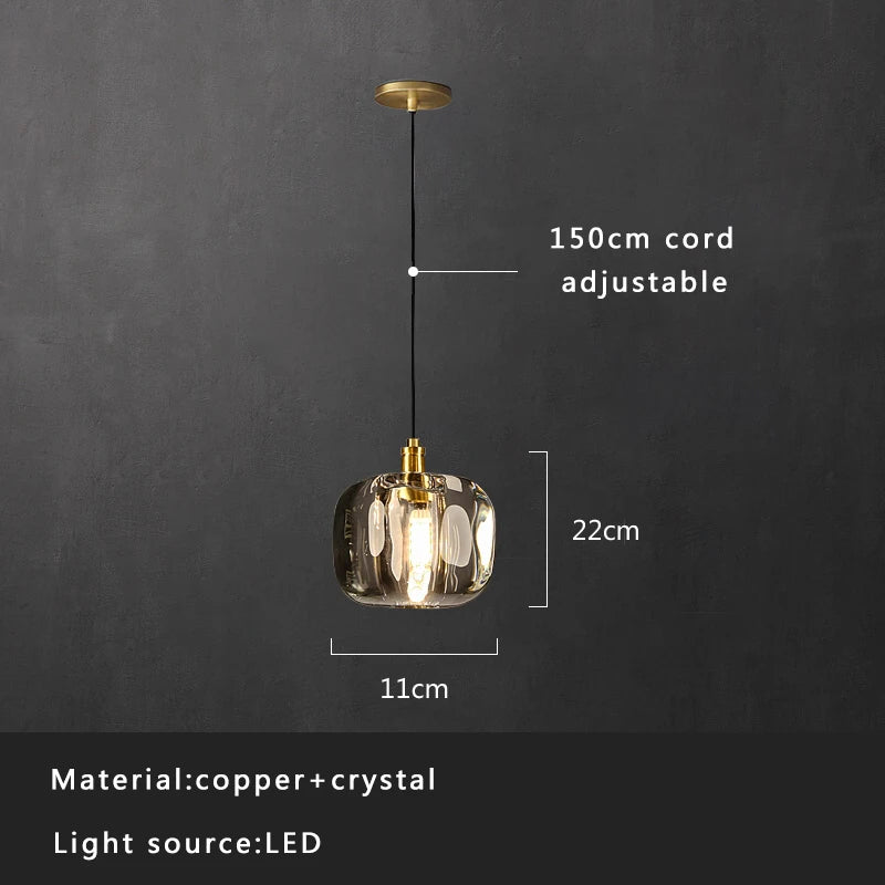 Afralia™ Luxury Copper Crystal Pendant Lights for Home Kitchen Bar Decoration