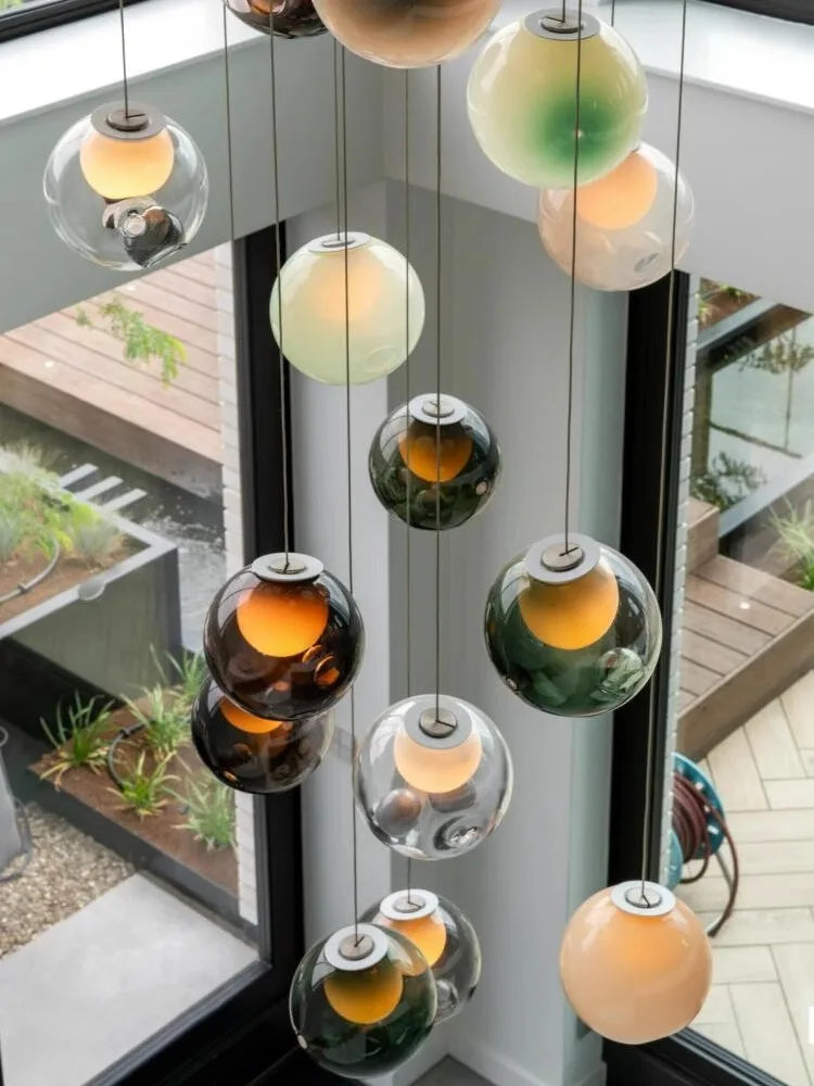 Afralia™ Red Glass Pendant Chandelier Sputnik Lighting Fixture for Modern Boho Decor