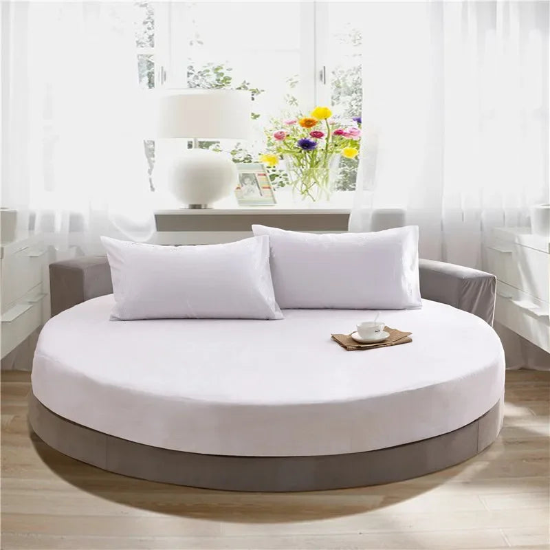 Afralia™ Cotton Round Bed Sheet Set with Elastic Band, Soft & Skin-Friendly Fitted Sheets