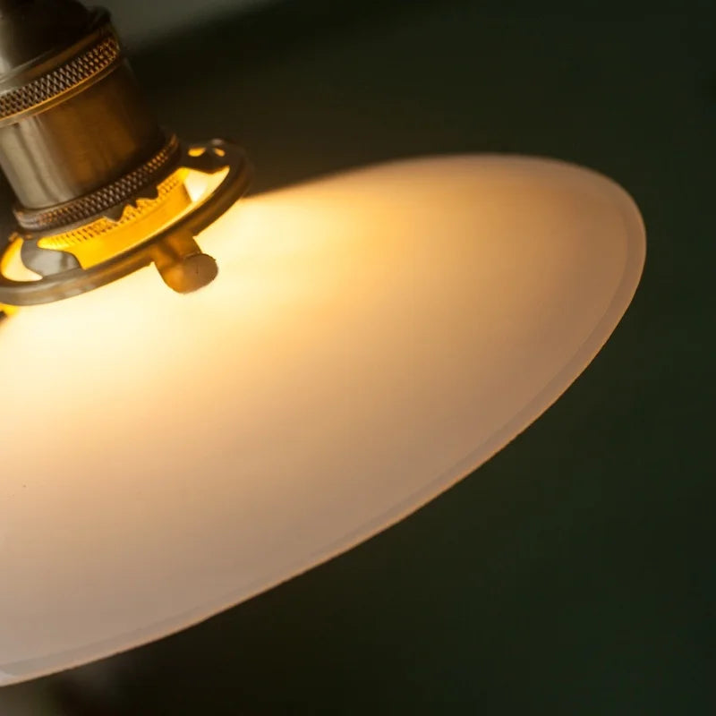 Afralia™ Cream Glass LED Pendant Lights - Vintage Nordic Brass Hanging Lamp