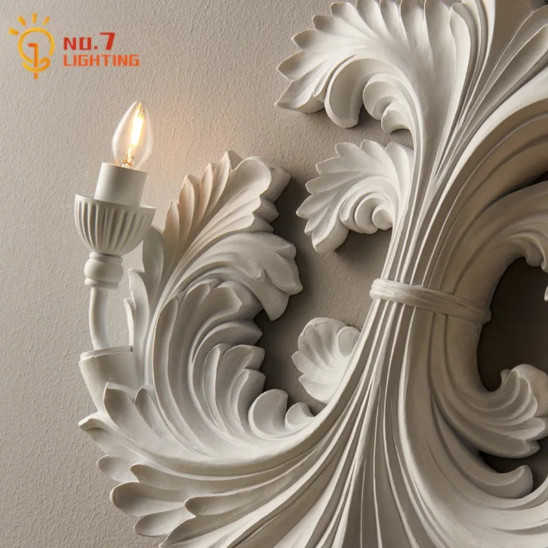 Afralia™ Vintage Relief Gypsum Wall Lamp LED E12 for Romantic Atmosphere