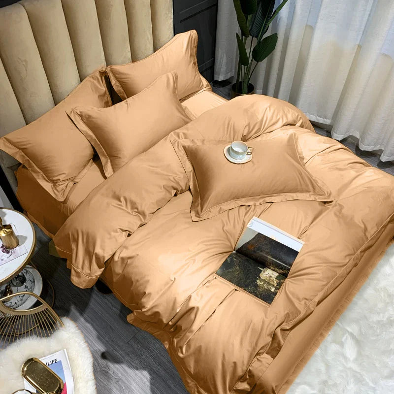 Afralia™ Luxury 1000TC Egyptian Cotton Bedding Set in Soft Silky Solid Color