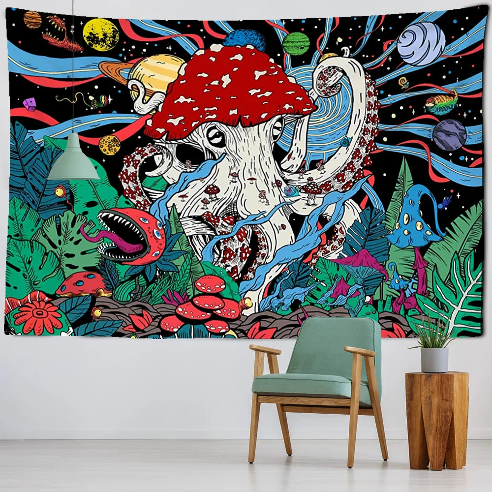 Afralia™ Abstract Mushroom Tapestry Wall Hanging for Psychedelic Room Decor