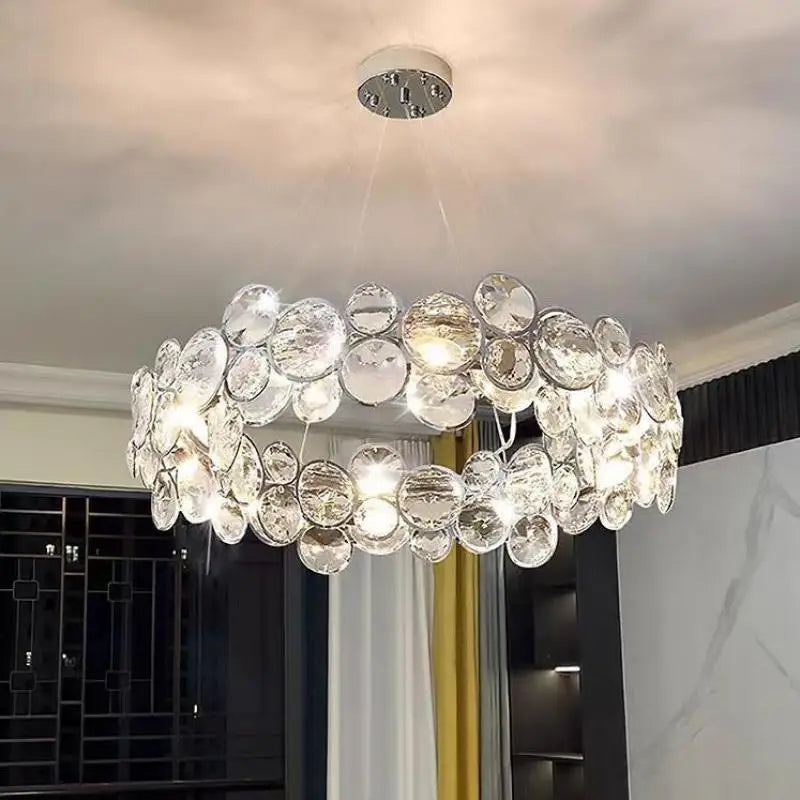 Afralia™ Luxury Crystal Chandelier LED Pendant Light for Modern Living Room