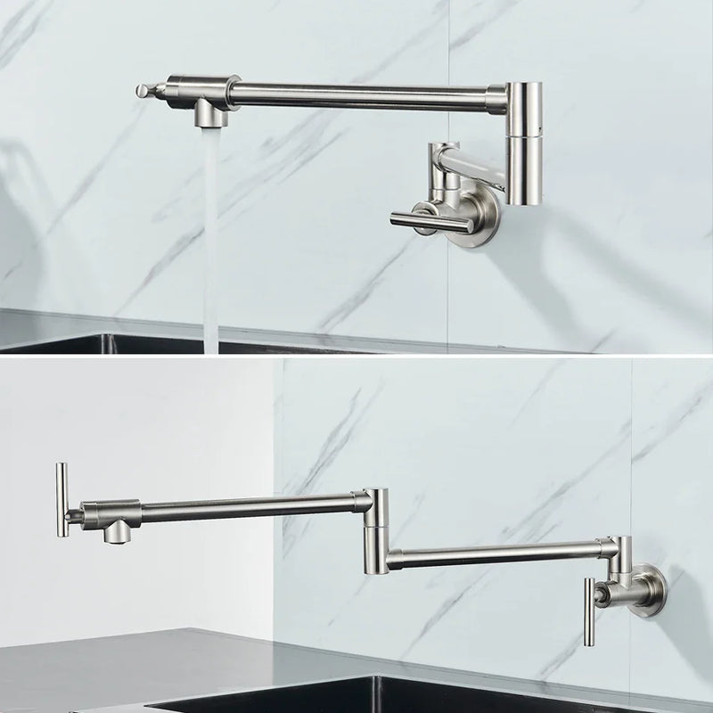 Afralia™ Swivel Kitchen Sink Faucet: Black Rotated Cold Water Tap, Solid Brass Wall Mounted Pot Filler.