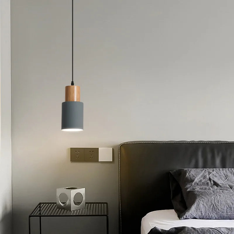 Afralia™ Nordic Metal Wood LED Pendant Lamp: Modern Chandelier for Dining Room, Bedroom