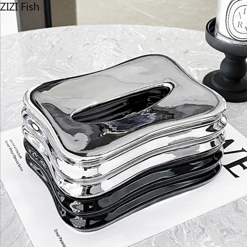 Afralia™ Multi Layer Ceramic Tissue Box - Stylish Desk and Home Decor