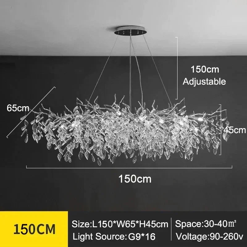 Afralia™ Crystal Branches Ceiling Chandelier LED Pendant Lights for Living Dining Bedroom