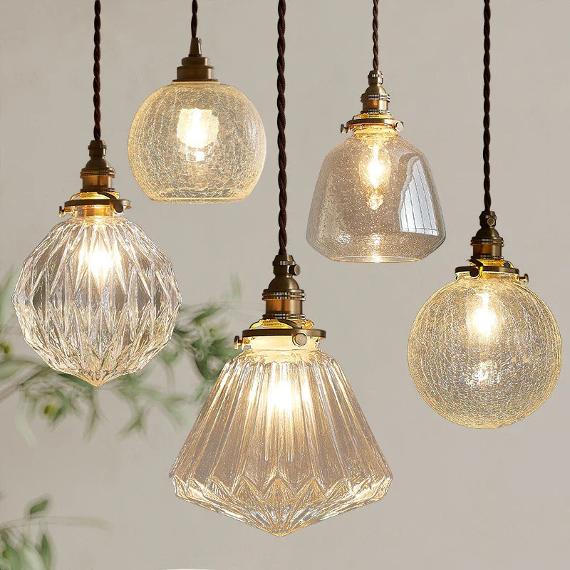 Afralia™ Glass Pendant Light: Nordic Dining Room Retro Lamp, Creative Minimalist Design