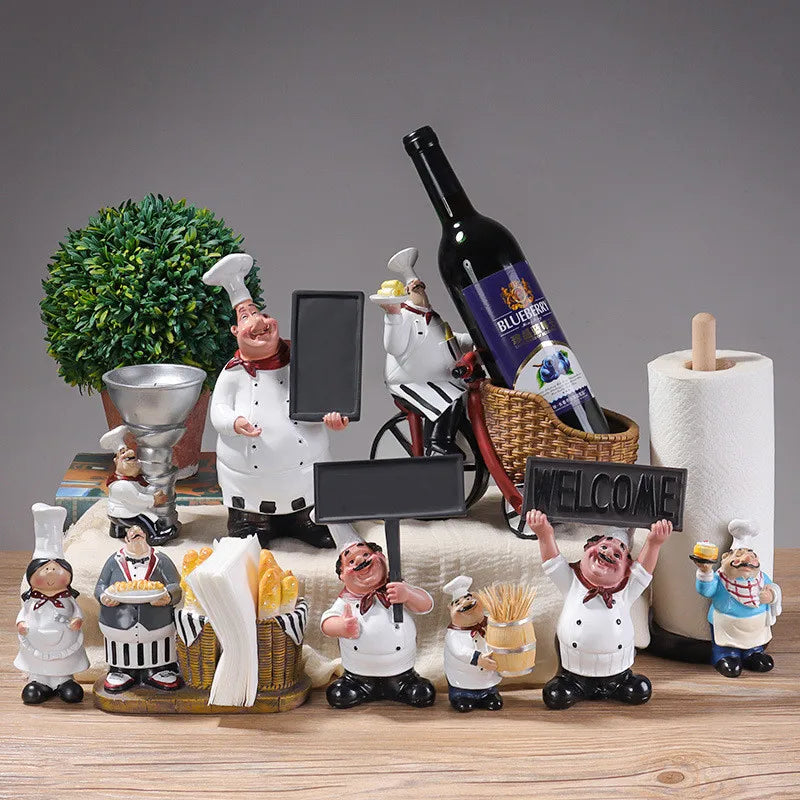 Afralia™ Chef Figure Paper Holder Sculpture for Kitchen Home Decor