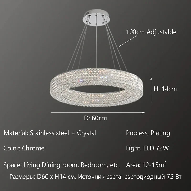 Afralia™ Elegant K9 Crystal Chandelier for Living Room, Dining Table, Bar