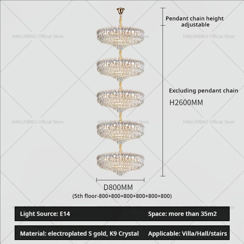 Afralia™ Crystal Duplex Chandelier: New Light Luxury Post-Modern Hall Lighting for High Living Room