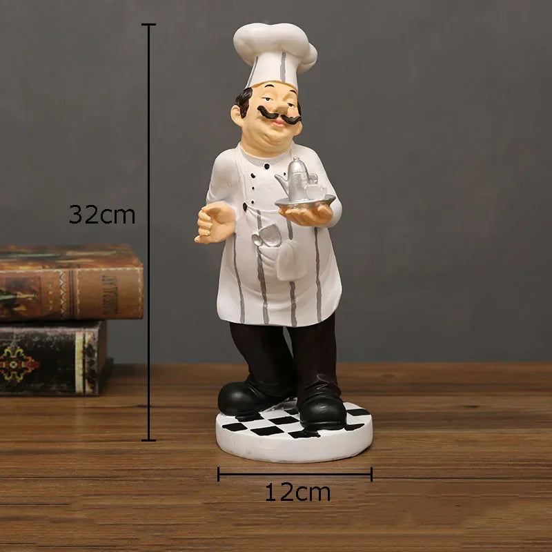 Afralia™ Bearded Chef Resin Figure Sculpture Modern Kitchen Desk Decor Ornaments