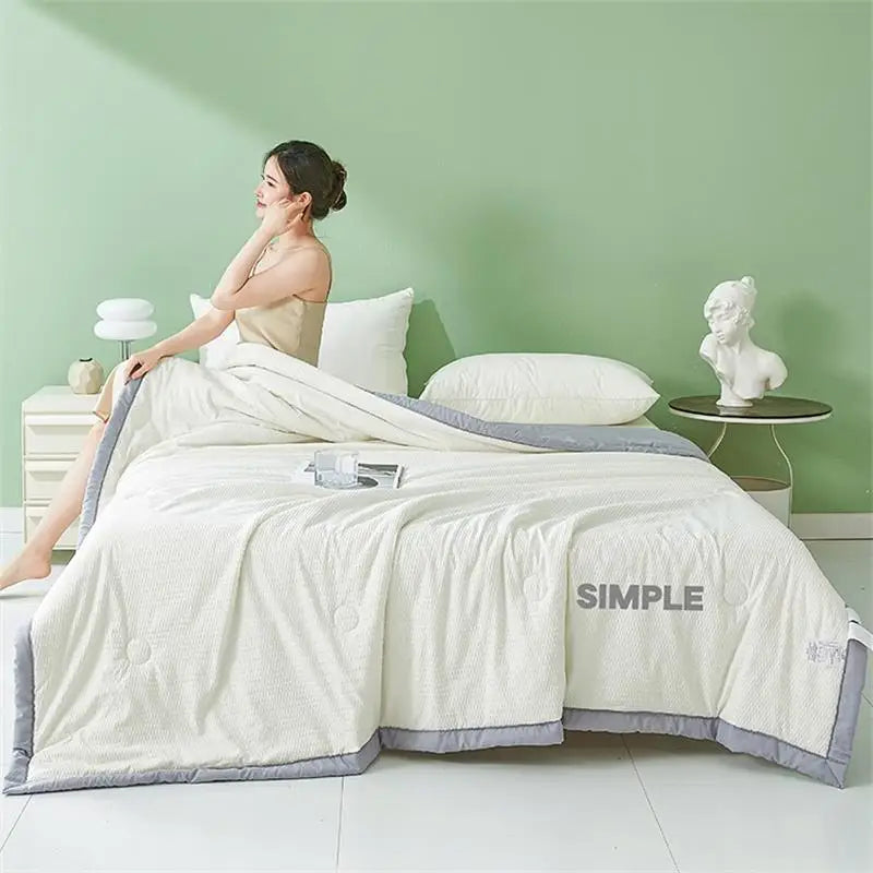 Afralia™ Lightweight Bubble Gauze Quilt for Summer | Double Single Bed Comforter