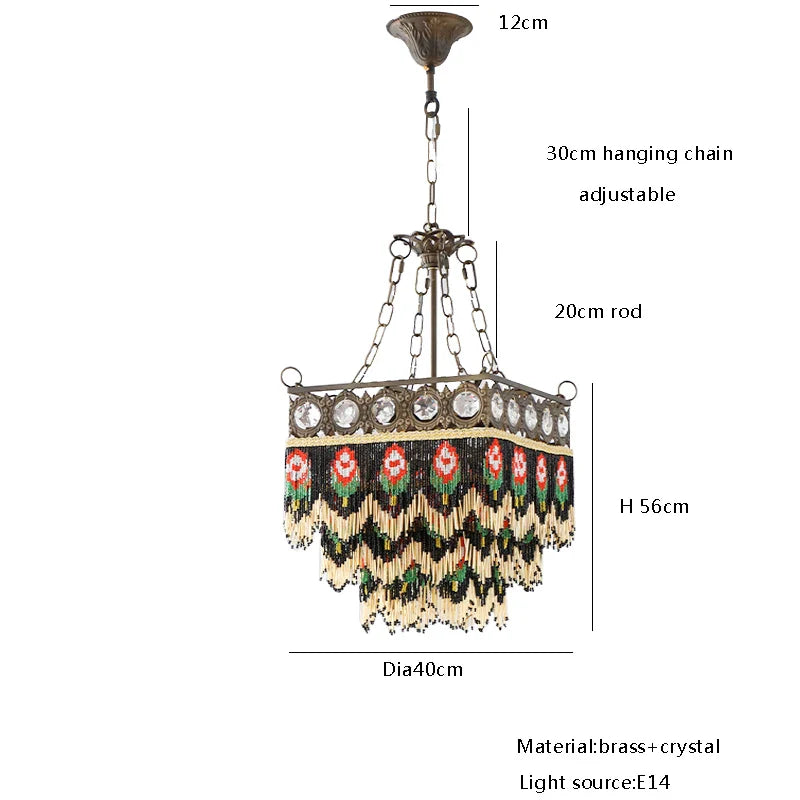 Afralia™ Black Rose Tassel Pendant Lights, Classic Retro Lustres for Living Room