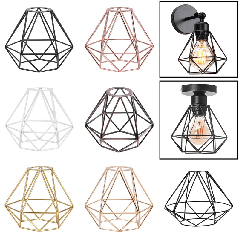 Afralia™ Geometric Metal Light Cage Cover Pendant Lampshade