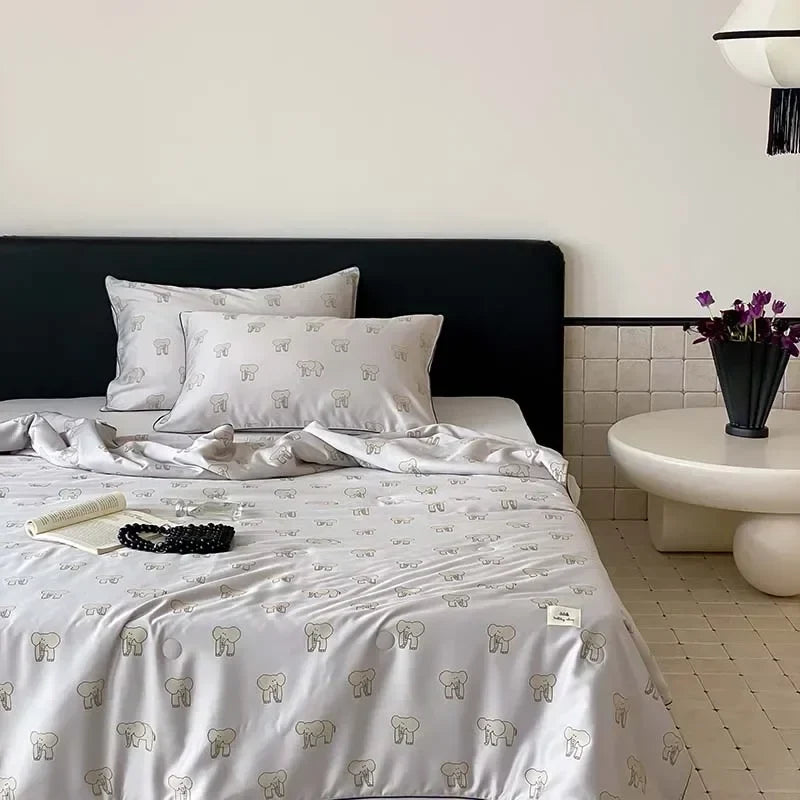 Afralia™ Cooling Quilt: Soft Silky Single Double Bed Blanket for Summer & Autumn